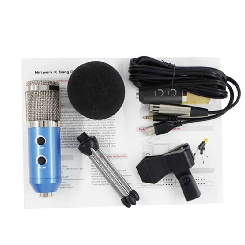BM800 обновленный BM900 проводной конденсаторный микрофон с штативом микрофон для компьютера запись ПК пение студия караоке - Цвет: Синий