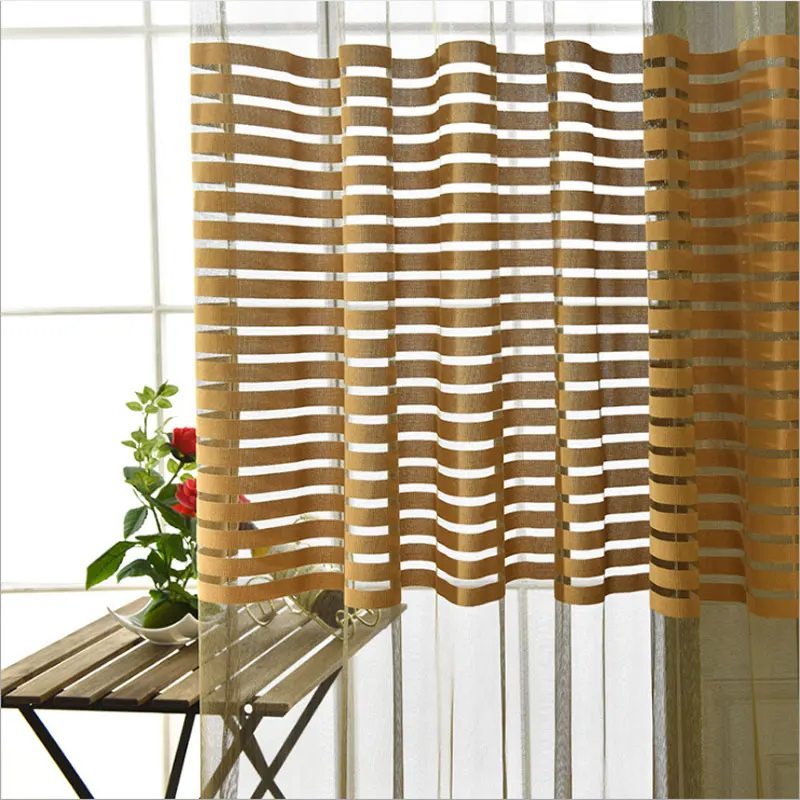 

Luoshanna Tulle Curtains for Living Room Kitchen Curtains Room separators European Gold Brown Window Treatment Panel Hot SALE