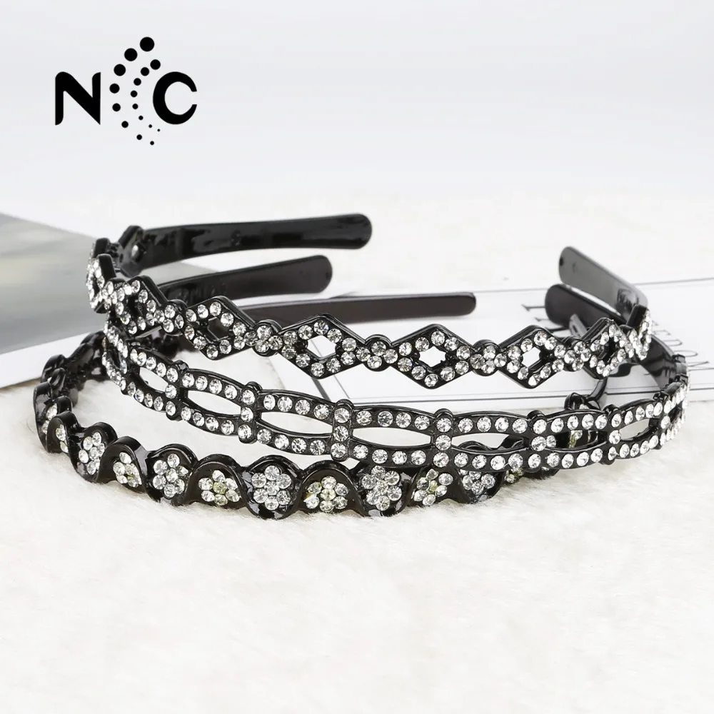 Chic Lady Elastic Plastic Rhinestone Head Chain Jewelry Headband Hairband Hair Band For Women Girls Party Accessories 1pc |