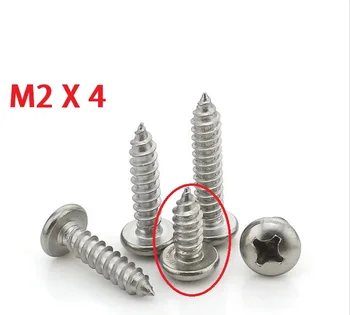 

2000Pcs Nickel plated M2*4 M2X4 Pan Round Head Self tapping Electronic Screw Alloy Cross Round Pan Screw Electronic Bolts