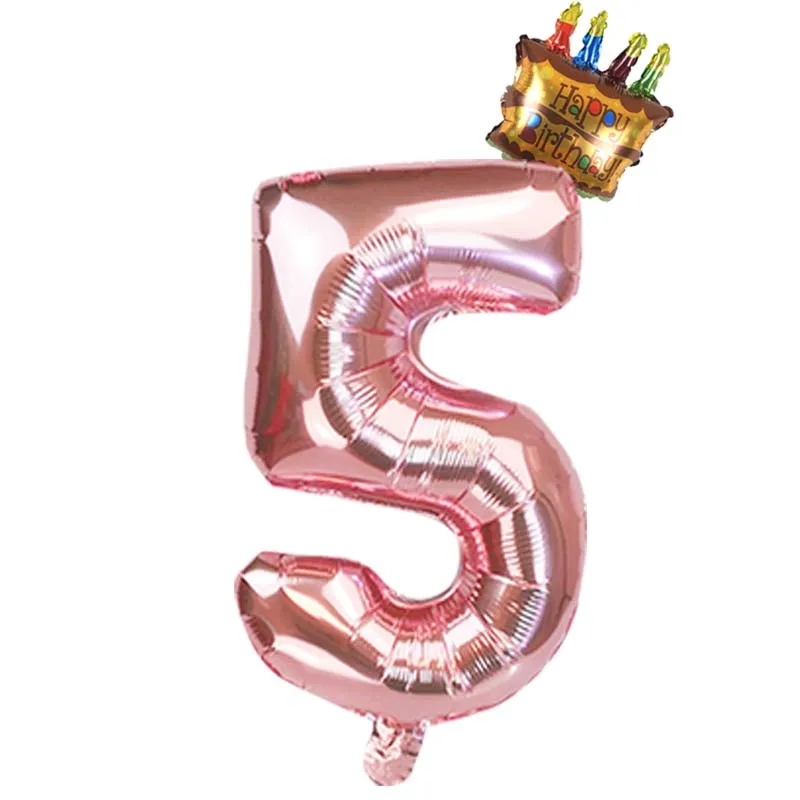 2 шт./лот, воздушные шары с большим количеством цифр, воздушные шары для детей на день рождения, дикие украшения из фольги, шары на день рождения, декоративные фигурки, воздушные шары - Цвет: rose god number 5