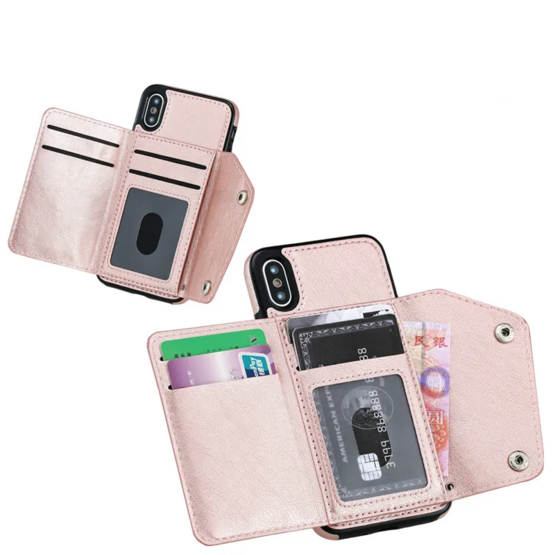 Multifunction Card Wallet Flip Leather Case for Iphone X 6 6S 7 8 PLUS Stand Cover for Samsung Note 8 S8 S9 Plus Cover Phone Bag