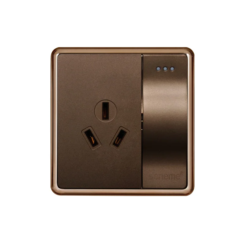 

1 Gang push light switch with AU / New Zealand standard 3 Pin plug wall outlet, Dark Champagne Gold electric socket, 16A 220V
