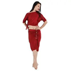 Женская танцевальная одежда больших размеров, костюм для танца живота для девочек, мини-юбка с боковыми разрезами, комплект с эластичными