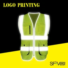 SFVest высокая видимость светоотражающие защитный жилет компании Логотип, название печати жилет для строительства транспорта наружной работы