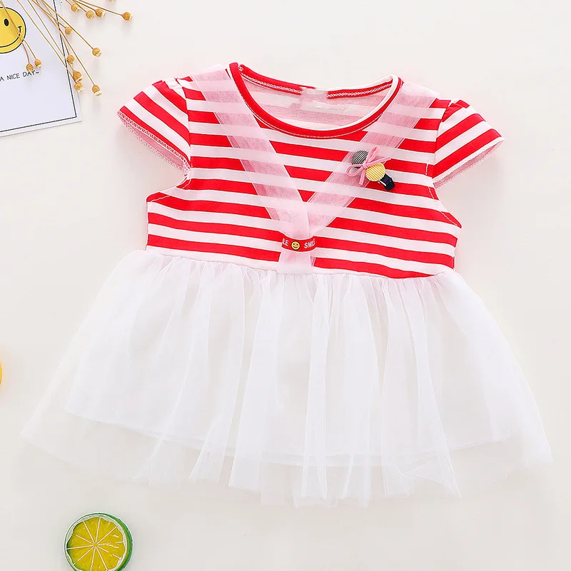 AmyaBaby 1st платье для дня рождения летнее платье для маленьких девочек Полосатые сетчатые костюмы принцессы нарядные платья для девочек детская одежда новая