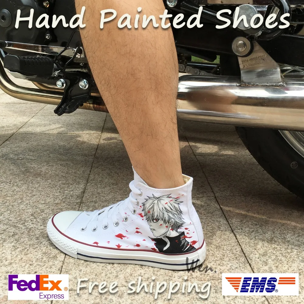 

Wen Anime White Hand Painted Shoes Design Custom Tokyo Ghouls High Top Men Women's Canvas Sneakers Birthday Gifts