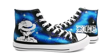 

Anime ONE PIECE canvas shoes Hand Painted Shoes Man Woman High Top Canvas Sneakers cosplay shoe
