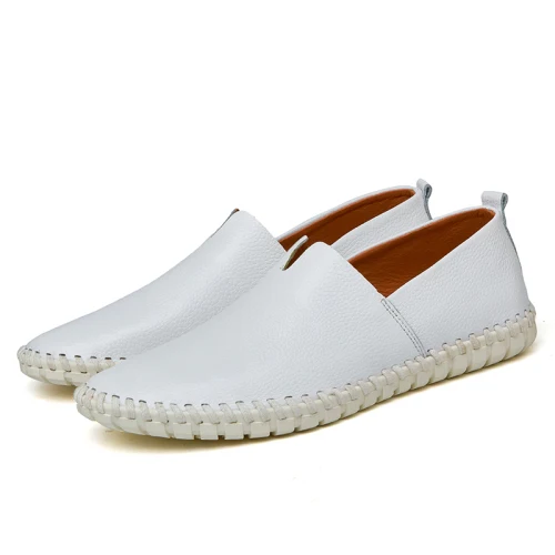 URBANFIND/мужские лоферы без шнуровки; обувь для вождения; большие размеры 38-47; дизайнерская мужская повседневная обувь на плоской подошве ручной работы; весенне-летняя обувь - Цвет: White No Hollow