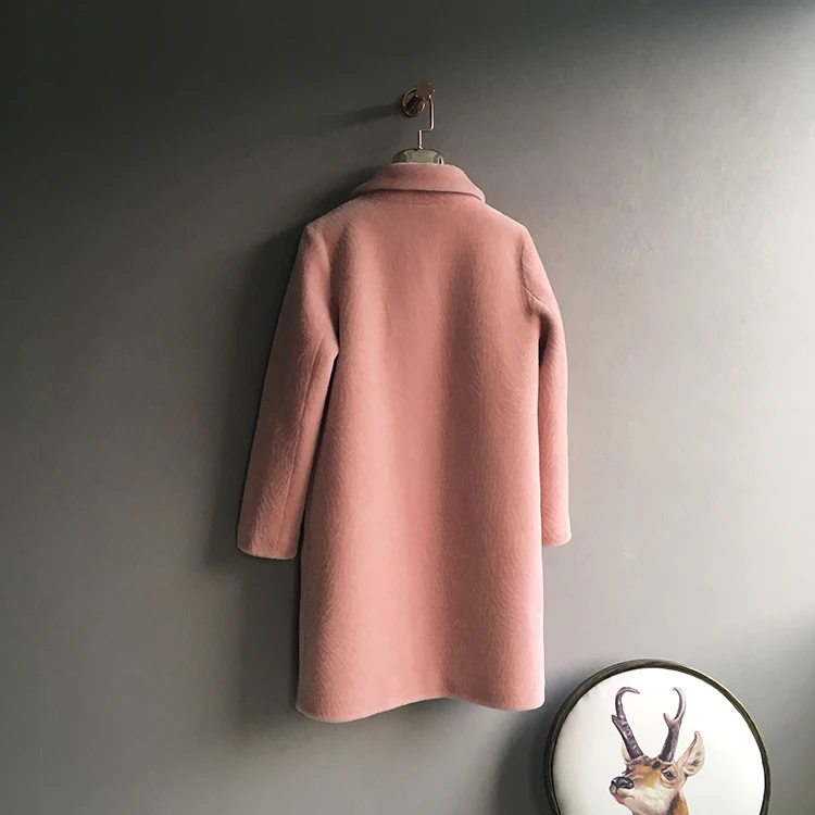 Clearance Natural wool coats women warm jackets female turn down collar pockets single breasted wool overcoat 2018 autumn winter MOVAU0023 2