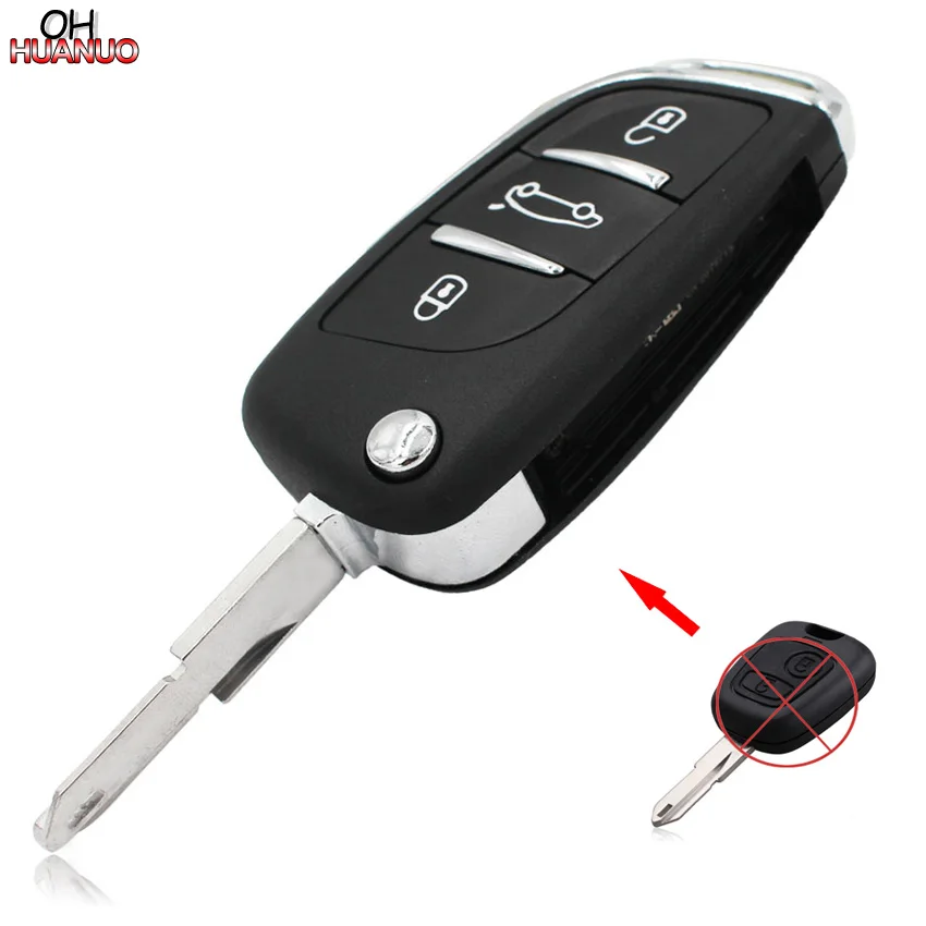 

DS Style Folding Key for Peugeot 206 207 206CC 3 Buttons Keyless Entry Fob Remote Key 434MHZ