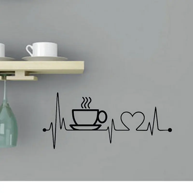 Creative Coffee Cup Vinyl Wall Stickers for Kitchen Wall Art Home Decor