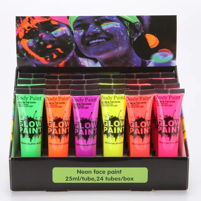 6 Colors Acrylic Paint Glow in the Dark gold Glowing paint Luminous Pigment Fluorescent Powder painting for Nail Art supplies