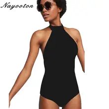 One Piece Swimsuit Push Up 2019 Sexy High neck Swimwear Women Halter Bandage Beach Monokini Floral Print Striped Bathing Suit sweet halter neck floral print one piece swimwear for women