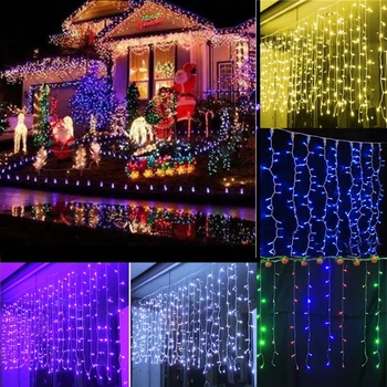

US/EU Plug LED Curtain 3M*3M 448 LED Fairy String Lights Holiday Wedding Party Patio Garlands Garden Christmas Festival Decor