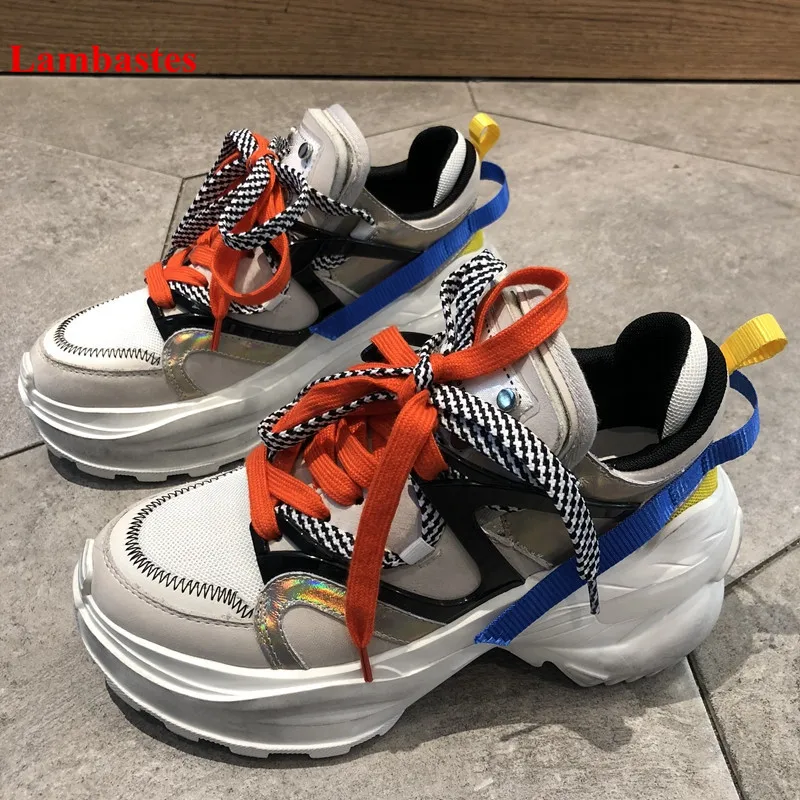 

Hot Platform Sneakers Retro Zapatos De Mujer Cross-tied Shoes Woman Wedges Sneakers Women Lace Up Flats Round Toe Basket Femme