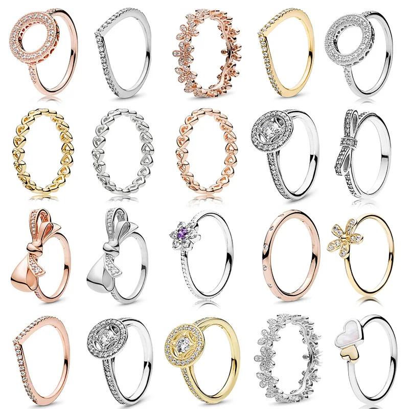 

Special Offer Rose Gold Silver 49 Styles Fit Fine Finger Ring Stackable Party Round Ring Women Original Jewelry Gift 2019 New