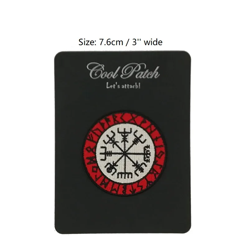 

VIKING COMPASS PATCH Vegvisir IRON ON EMBROIDERED ICELANDIC NORSE RUNE FANCY badge for clothing goth clothes diy