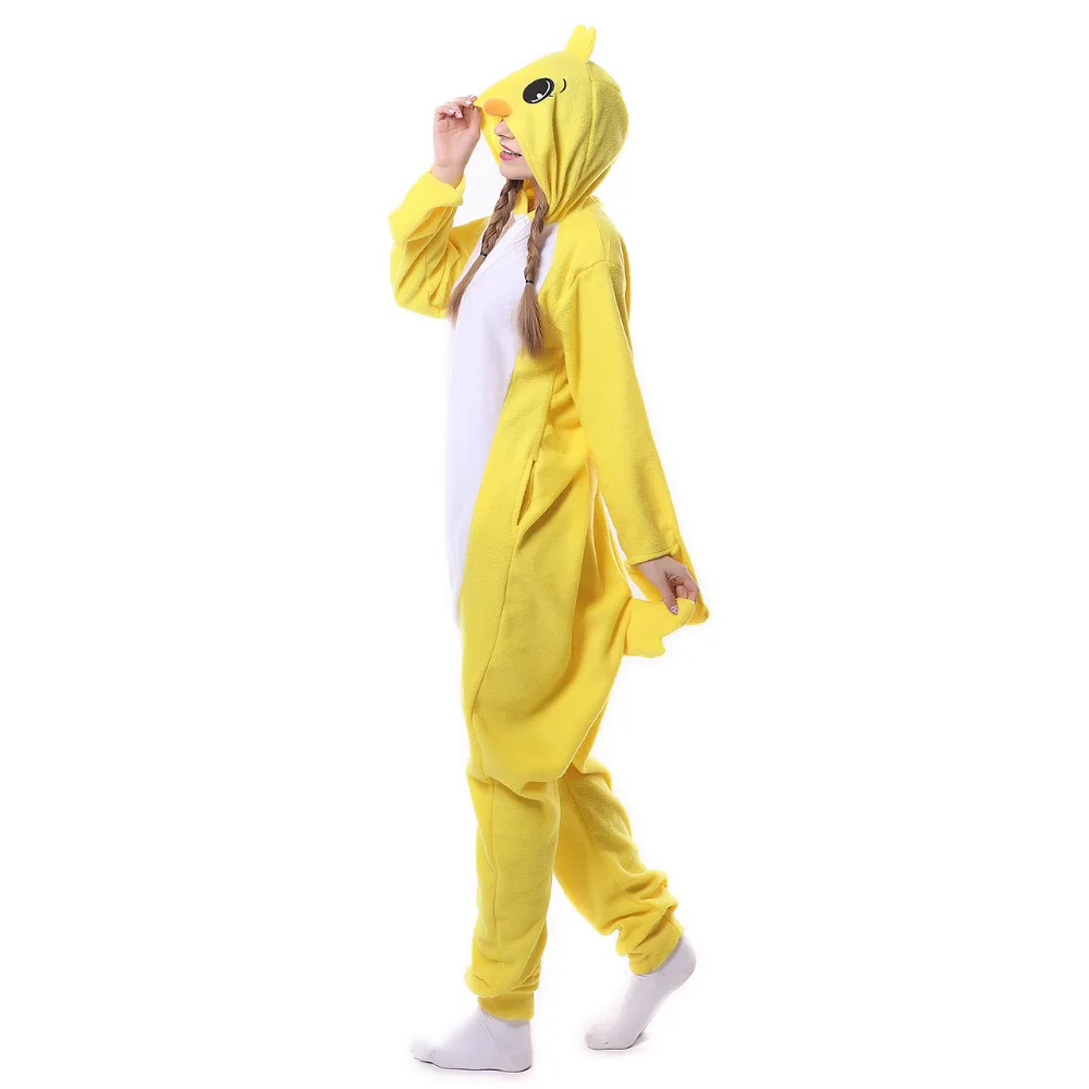 SimSimi желтый куриный комбинезон костюм для сна унисекс пижамы для взрослых маскарадные костюмы животных Onesie пижамы комбинезон для мужчин и женщин