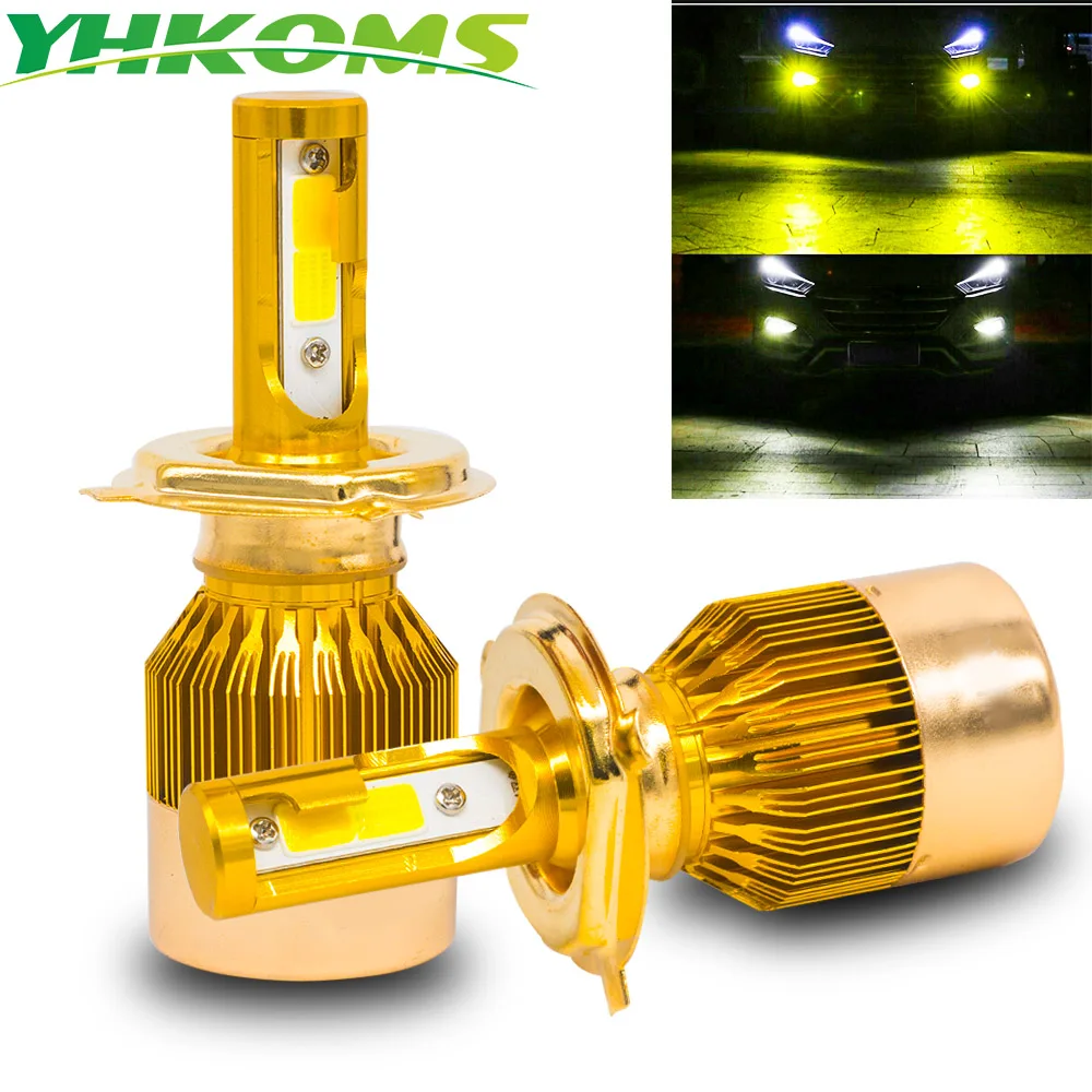 YHKOMS H4 Hi/Lo H7 H11 Автомобильные светодиодные фары 9005 9006 H1 H3 880 881 H8 H9 3000K 6000K