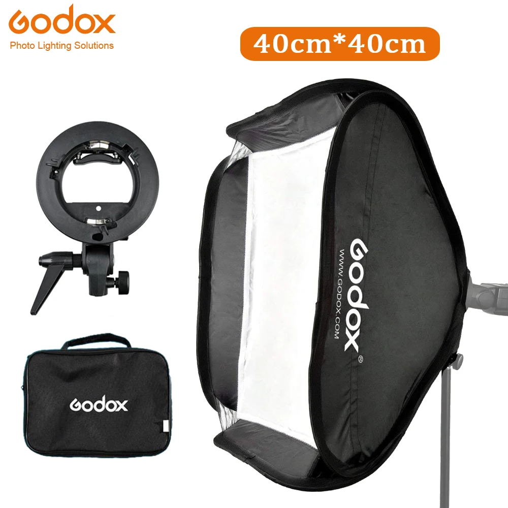  Godox Portable Softbox 40x40 cm Kit + S-type Bracket Bowens Mount Holder for DSLR Camera Photograph