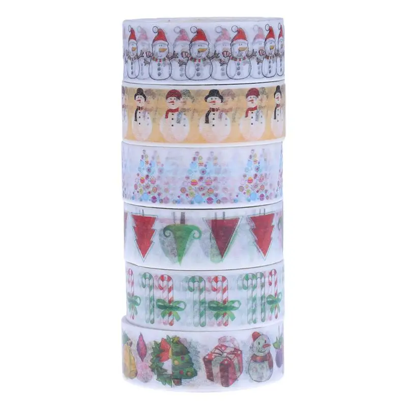 

6Pcs Washi Tape Santa Claus Gift Socks Pattern Japanese Paper Tapes Stikers Scrapbooking DIY Decor Material Escolar Papelaria