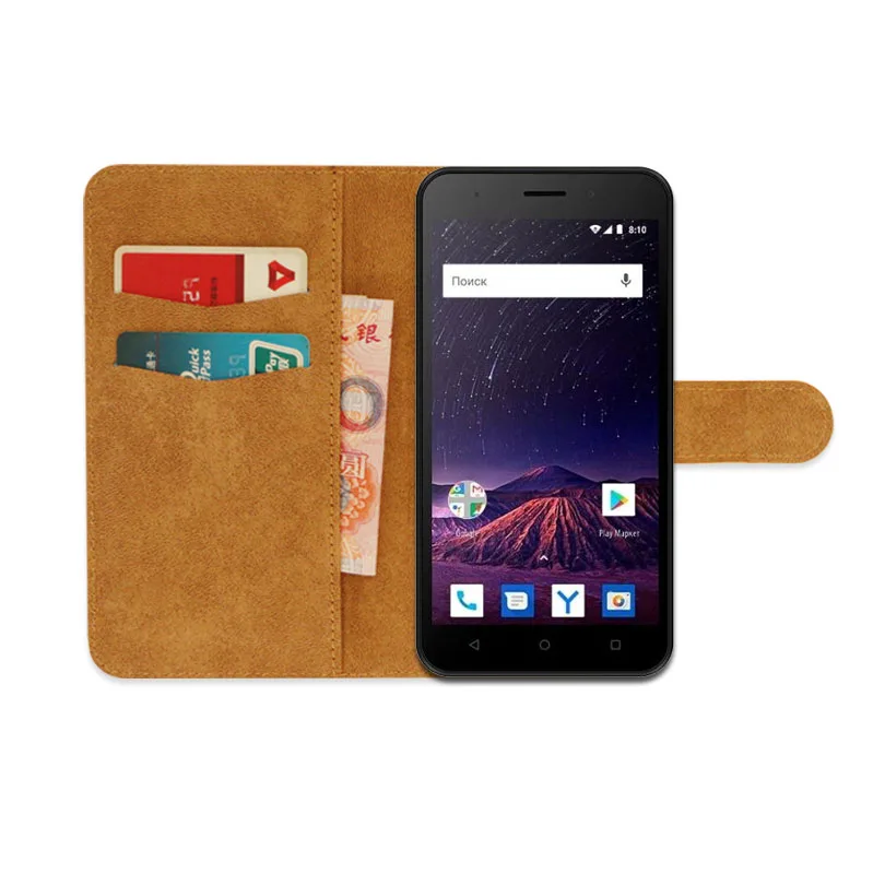 Чехол-бумажник с откидной крышкой для Vertex Impress Luck NFC(4G), эксклюзивный нескользящий Ультратонкий чехол для телефона из искусственной кожи, чехол-книжка
