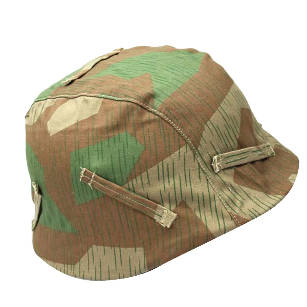 Repro WWII German M35 M40 M42 Camouflage Reversible Helmet Cover Splinter Camo for Outdoor Hunting Field Survival Activities