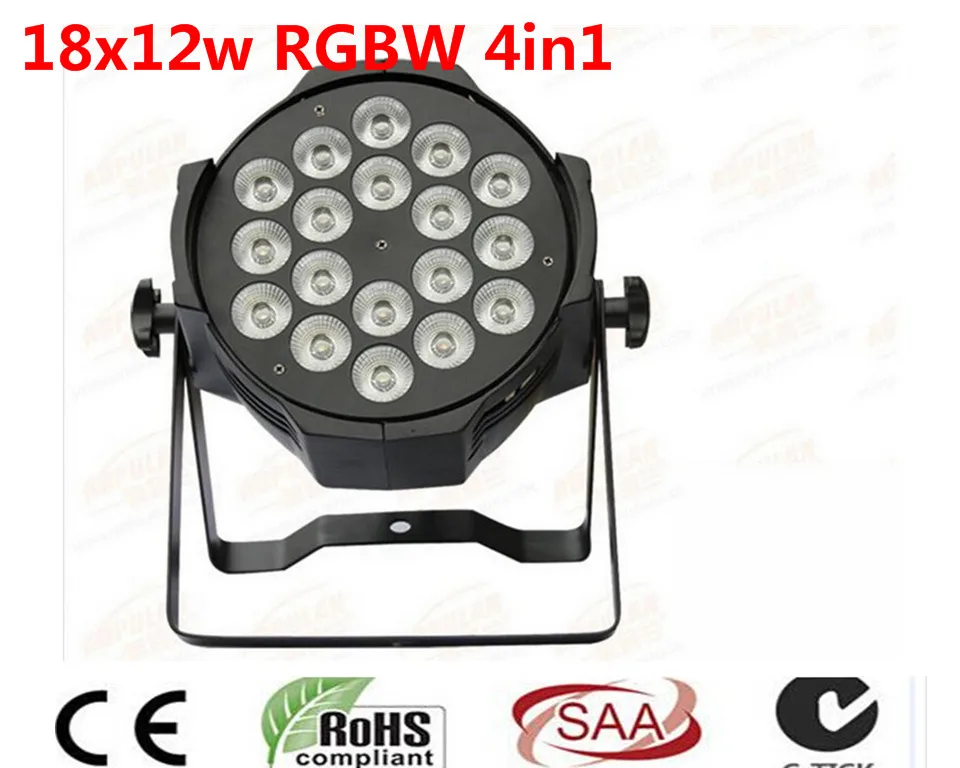 

8 unids LED par 18x12 W RGBW 4in1 Quad LED Par Can dj Par64 spotlight proyector iluminacion de la etapa de lavado luz de luz