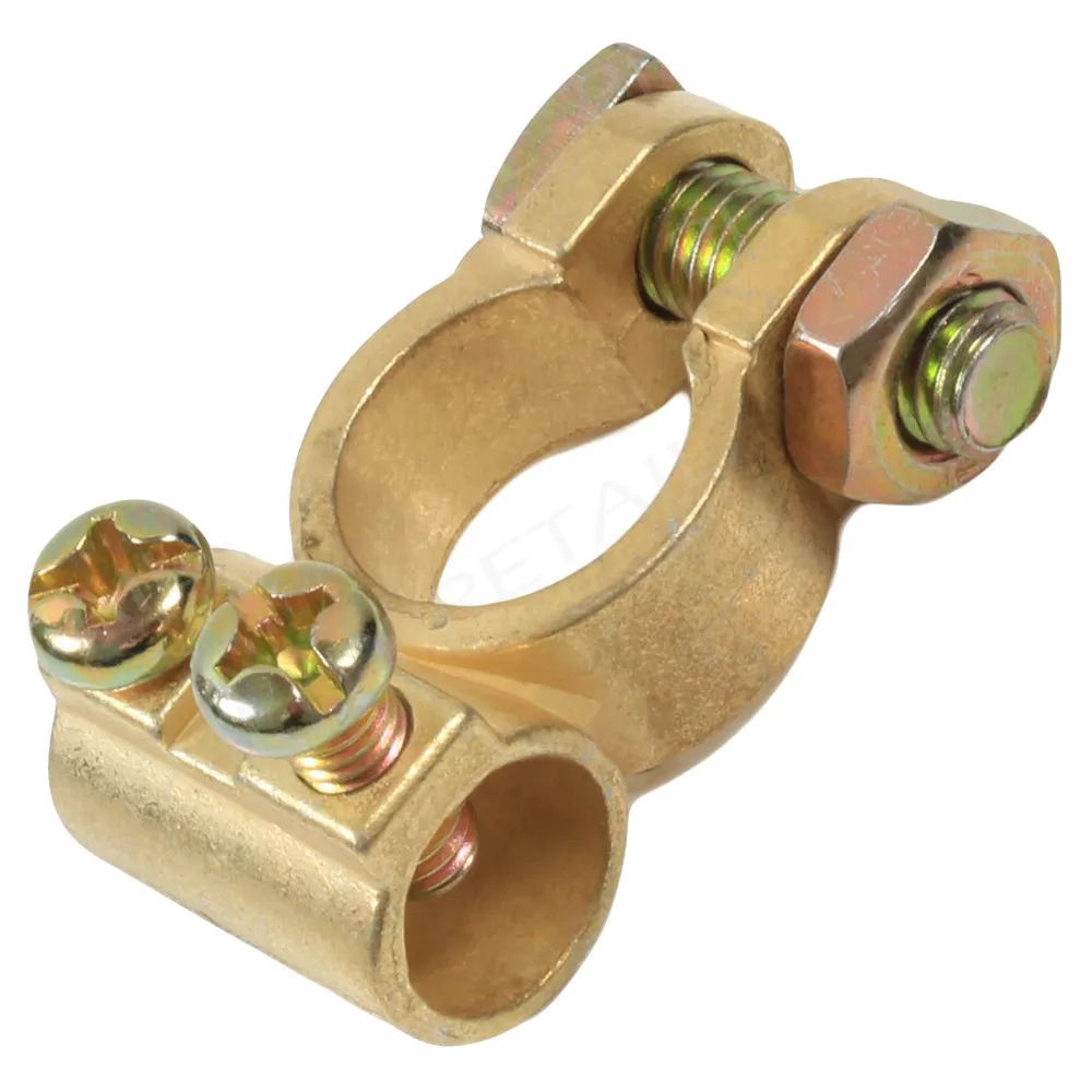 

Car Battery Terminals Clamps Pair Screw Connection Positive & Negative Brass Cables Connectors Accessories