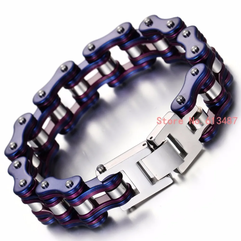 תכשיטי גברים צמידי סיליקון נירוסטה אופניים Biker אופנוע כחול מגניב גברים של שרשרת צמיד אביזרי משלוח חינם