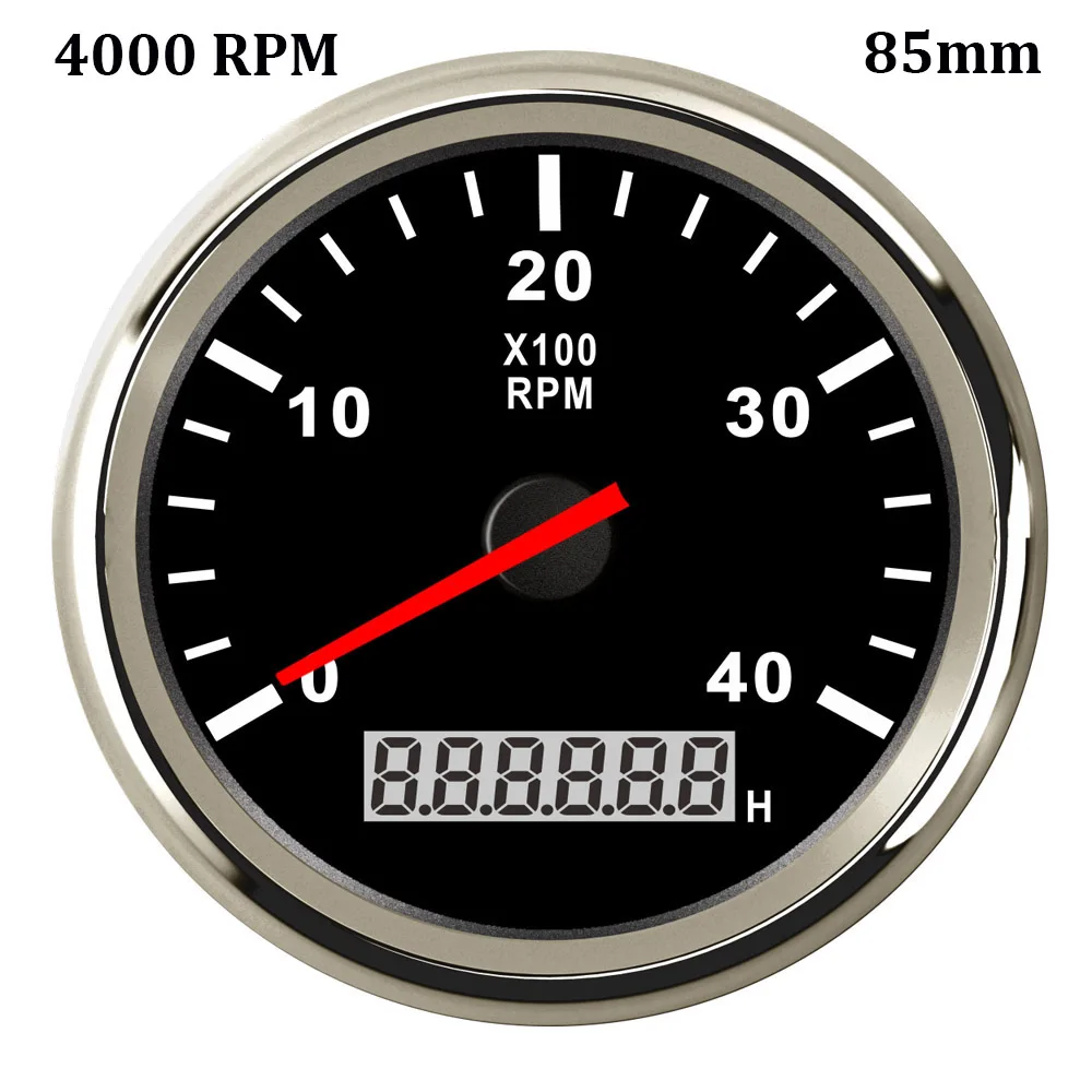 Красный Автомобильный Тахометр с подсветкой и ЖК дисплеем 85 мм Морской 40006000 8000