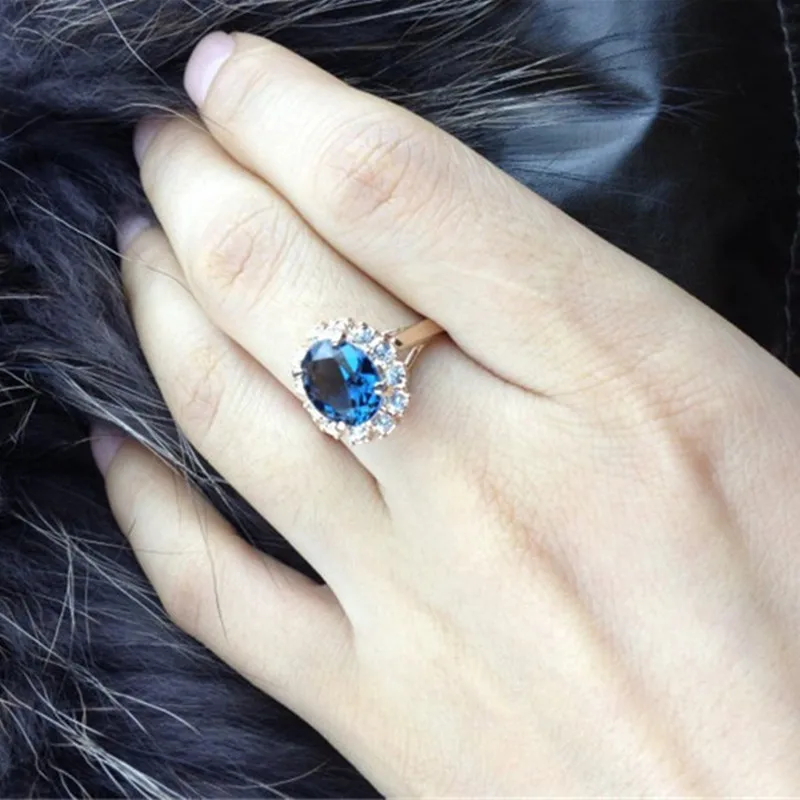 CC Ювелирные Кольца для женщин модные ювелирные изделия белый золотой цвет синий
