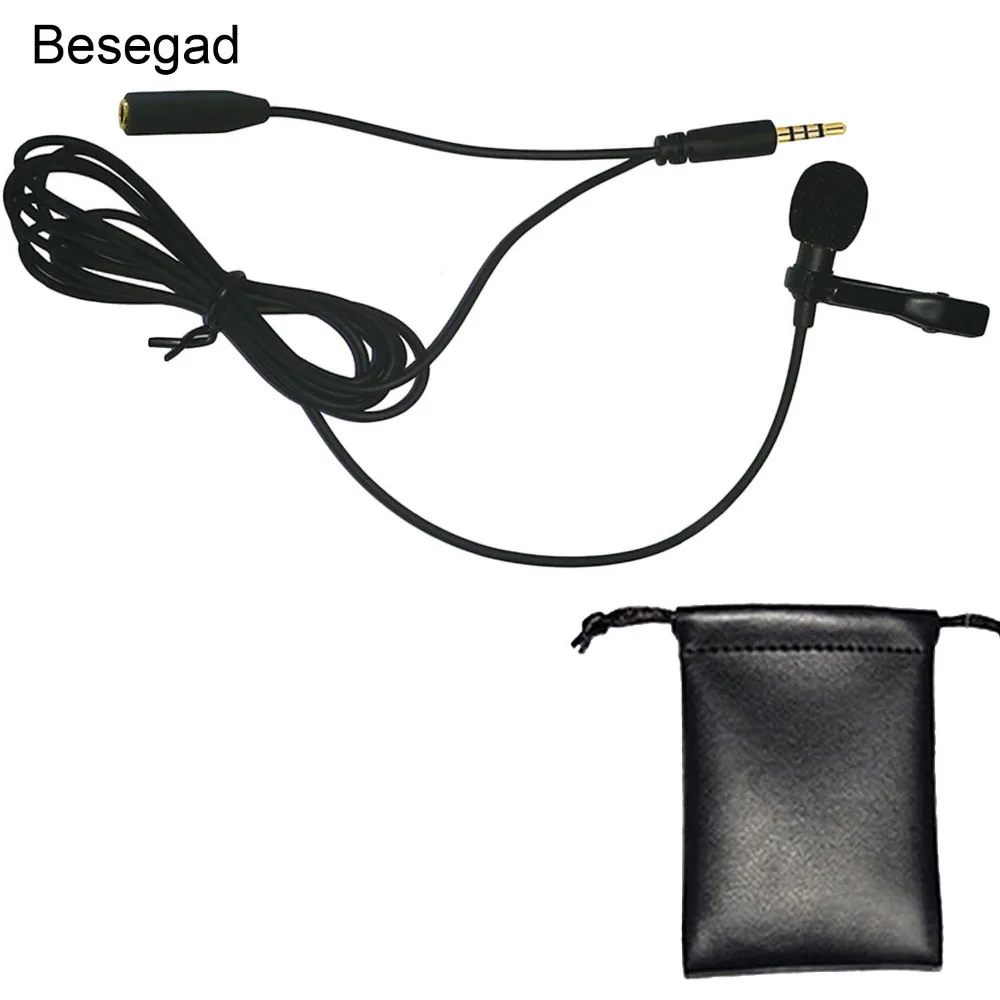 

Besegad Mini Lavalier Clip-on Lapel Hands-free Microphone Mic for Computer Laptop Tablet Conference Mobile Cell Phone Recording