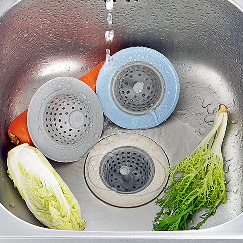 

1Pcs Silicone Wheat Straw Kitchen Sink Strainer Plug Rubber Circle Silicone Sink Strainer Filter Water Drain Cover Hair Catcher