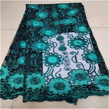 

Nigerian green Mesh Lace Fabric beads stones Embroidered Lace Guipure African Swiss Voile Net Lace Indian Style Wedding Lace