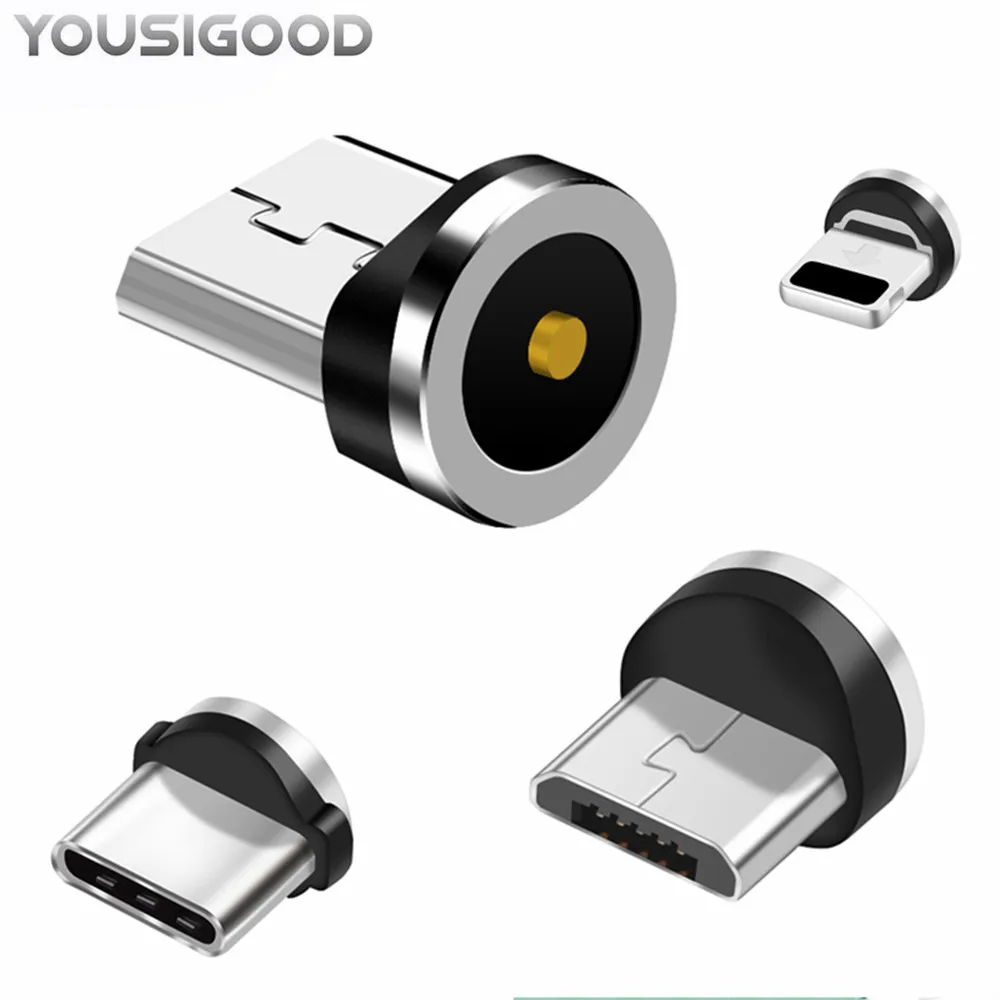 Круглый Магнитный кабель для подключения к сети Тип C Micro USB C 8 pin адаптер быстрой зарядки телефона Microusb Тип-C магнит Зарядное устройство Шнур вилки