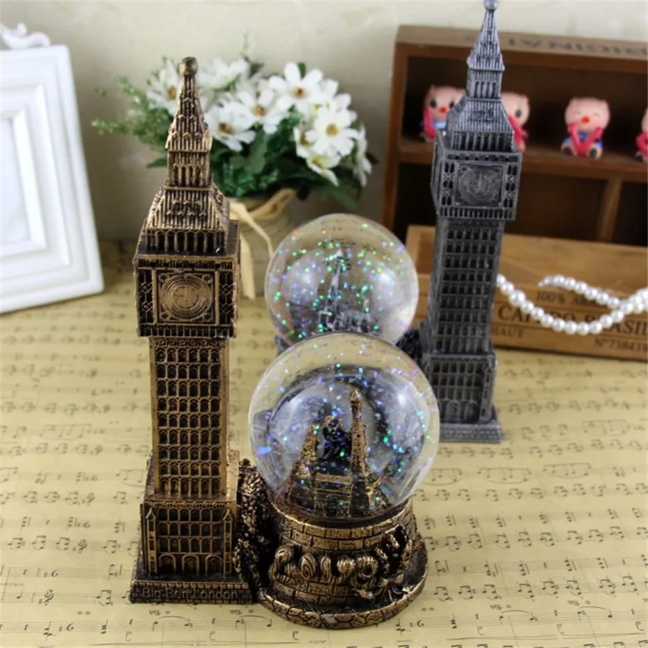 Europe Big Ben Model Lighting Crystal Ball Resin Home Decoration Birthday Christmas Children Wedding Living Room Luxury Gift (11)