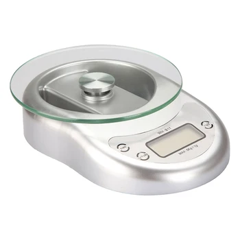 

UESH-5kg 5000g/1g Digital Kitchen Scale Diet Food Weight Clock Countdown Alarm Silver