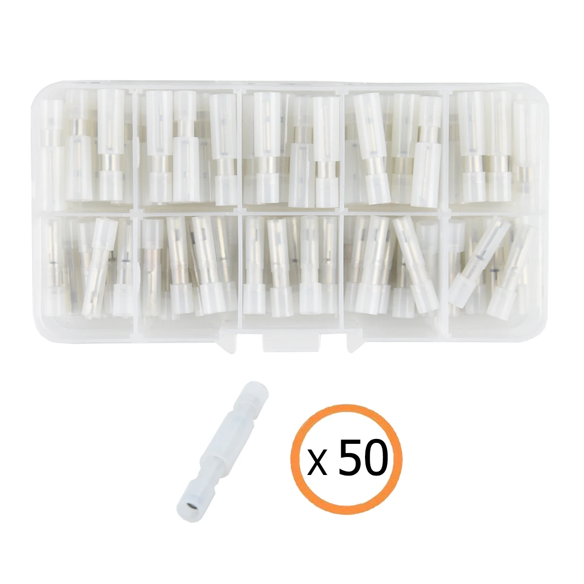 

50Pair White Bullet Butt Connectors,Nylon Fully Insulated Male/Female Bullet Wire Connectors, Crimp Terminals 22-18AWG