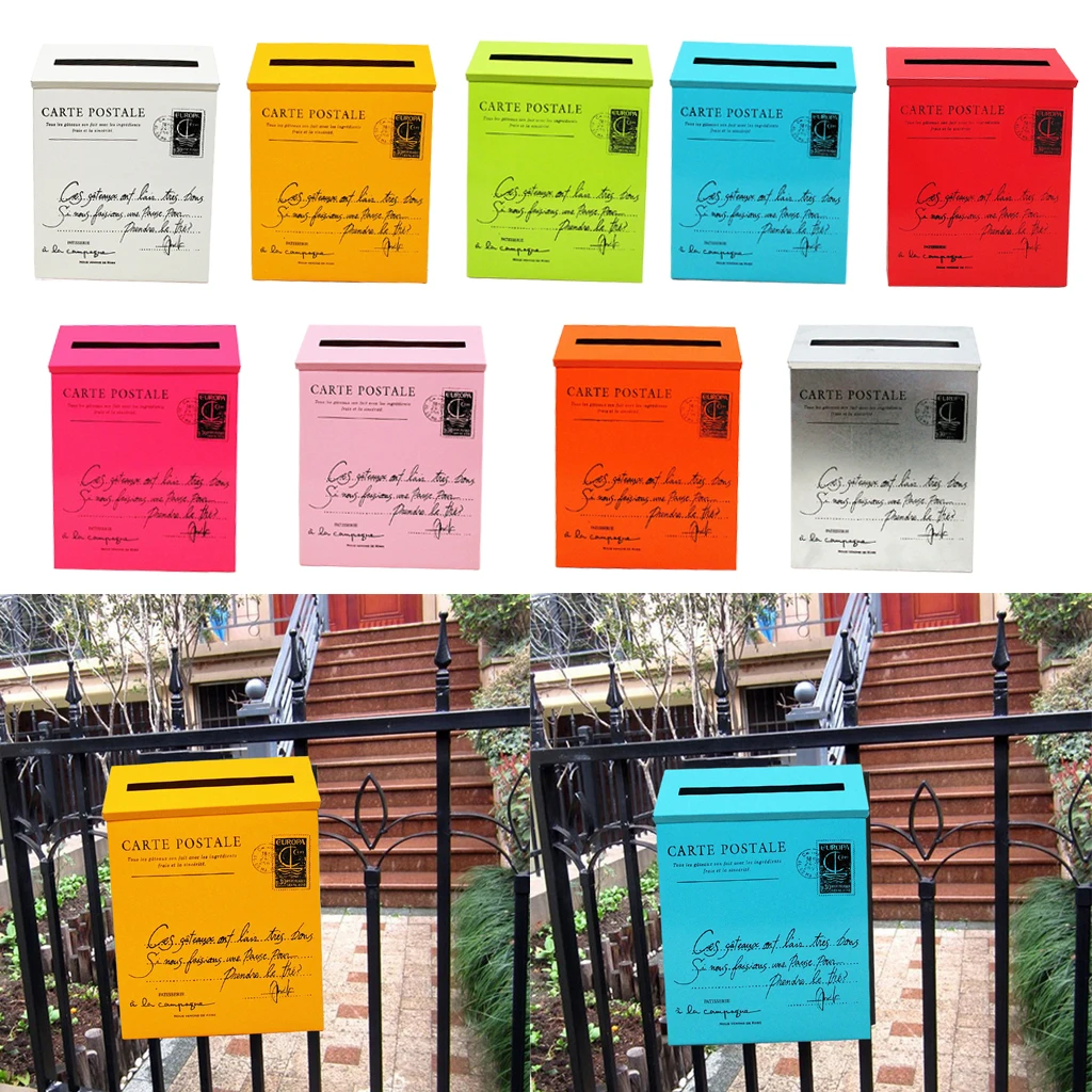 

Retro Wall Mounted Mailbox Postbox Outside Mail Post Letter Box Fashion Bucket Newspaper Boxes Garden Decorations