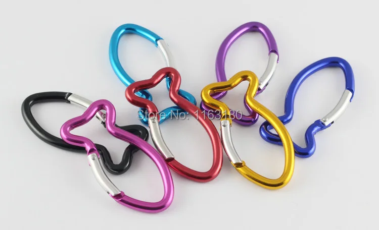

30 pcs /lot outdoor travel Aluminum Carabiner fish shaped Key Chain Clip Hook Free Shipping