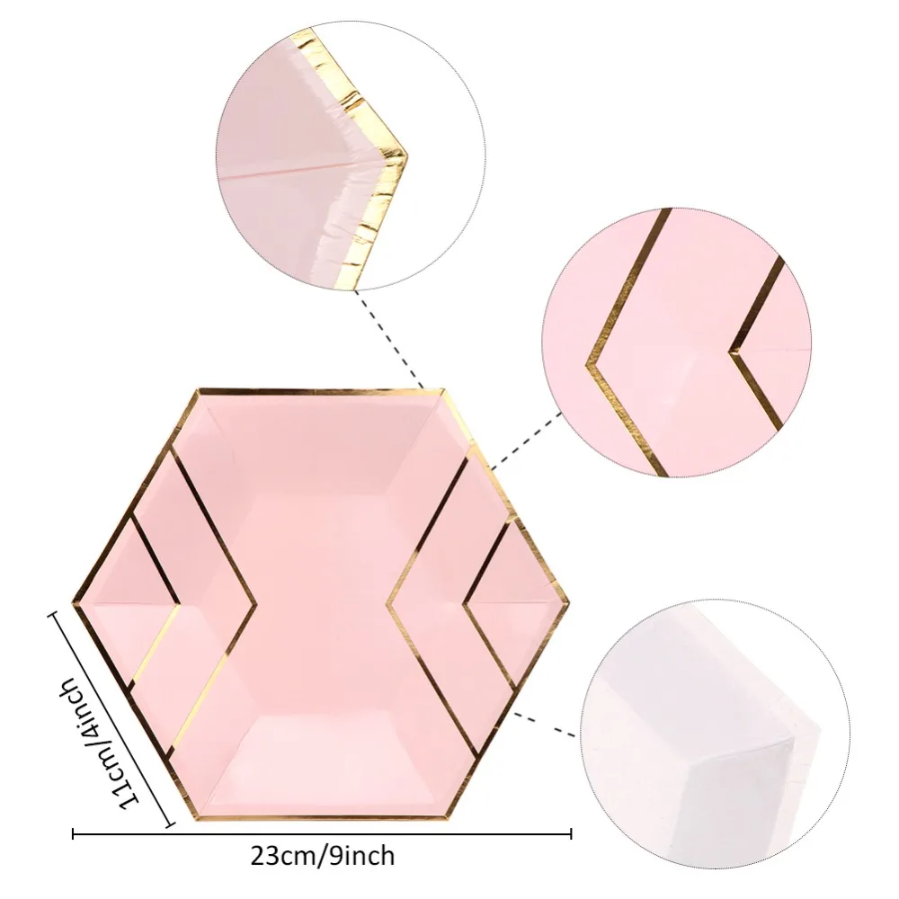 OurWarm розовый одноразовые бумага тарелки для торта таблички позолота одноразовые салфетки свадьба день рождения Детские вечерние украшения стола