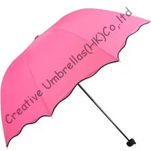 Воды с цветочным принтом, 90 т pongee, защиты от солнца, изменение цвета, арочной формы ручной зонтики, три раза, модное Зонты