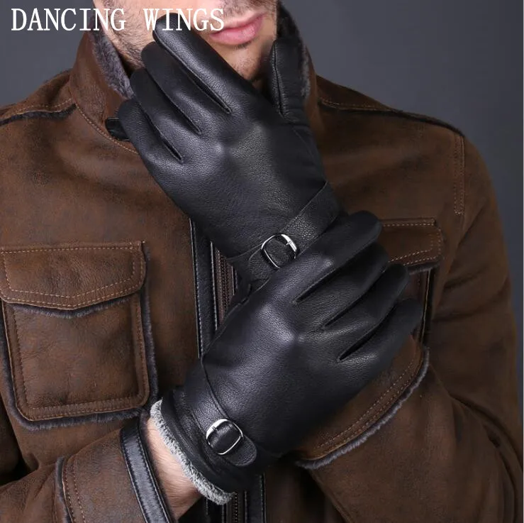 autumn and winter buckskin gloves male leather gloves fashion Buckle ...