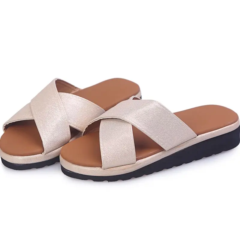 fashion women silver slides 2019 summer beach casual slip on cross strap sandalias mujer flat heels platform slippers new fashion women silver slides 2019 summer beach casual slip on cross strap sandalias mujer flat heels platform slippers new