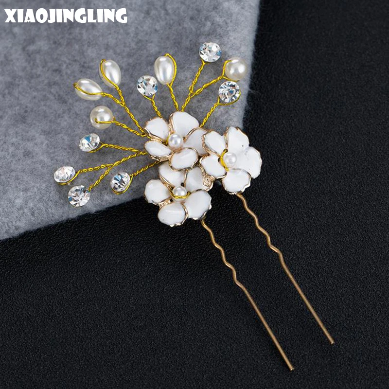 

XIAOJINGLING 20 Styles Hair Pins Hairwear Crystal Imitated Pearl Flower Hair Jewelry Women Bridal Wedding Headwear Hair Sticks