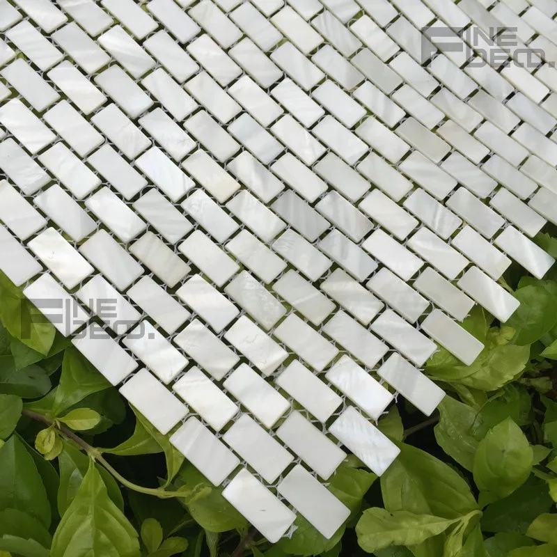 FD1101 brick pattern pure white color freshwater shell mosaic 7