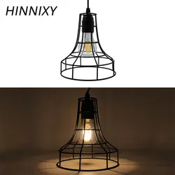Hinnixy украшение для столовой E27 подвесной светильник черный железной клетке Винтаж подвесные светильники 110 v-220 v осветительные приборы для