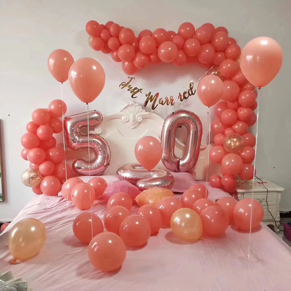 Новый хит! 100 шт коралловые красные воздушные шары для дня рождения Декор